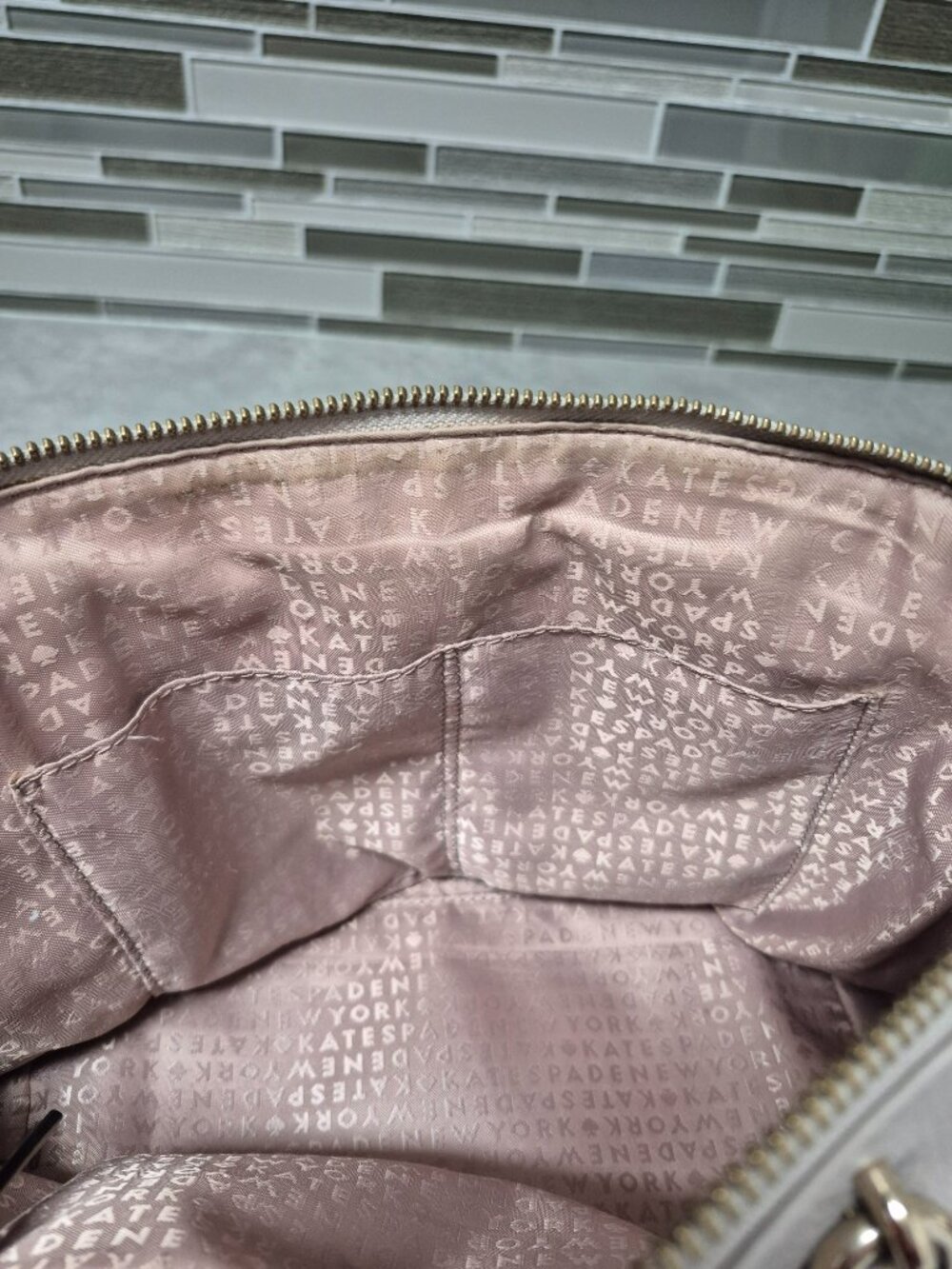 Kate Spade Beige Leather Handbag Purse Crossbody - Picture 13 of 16